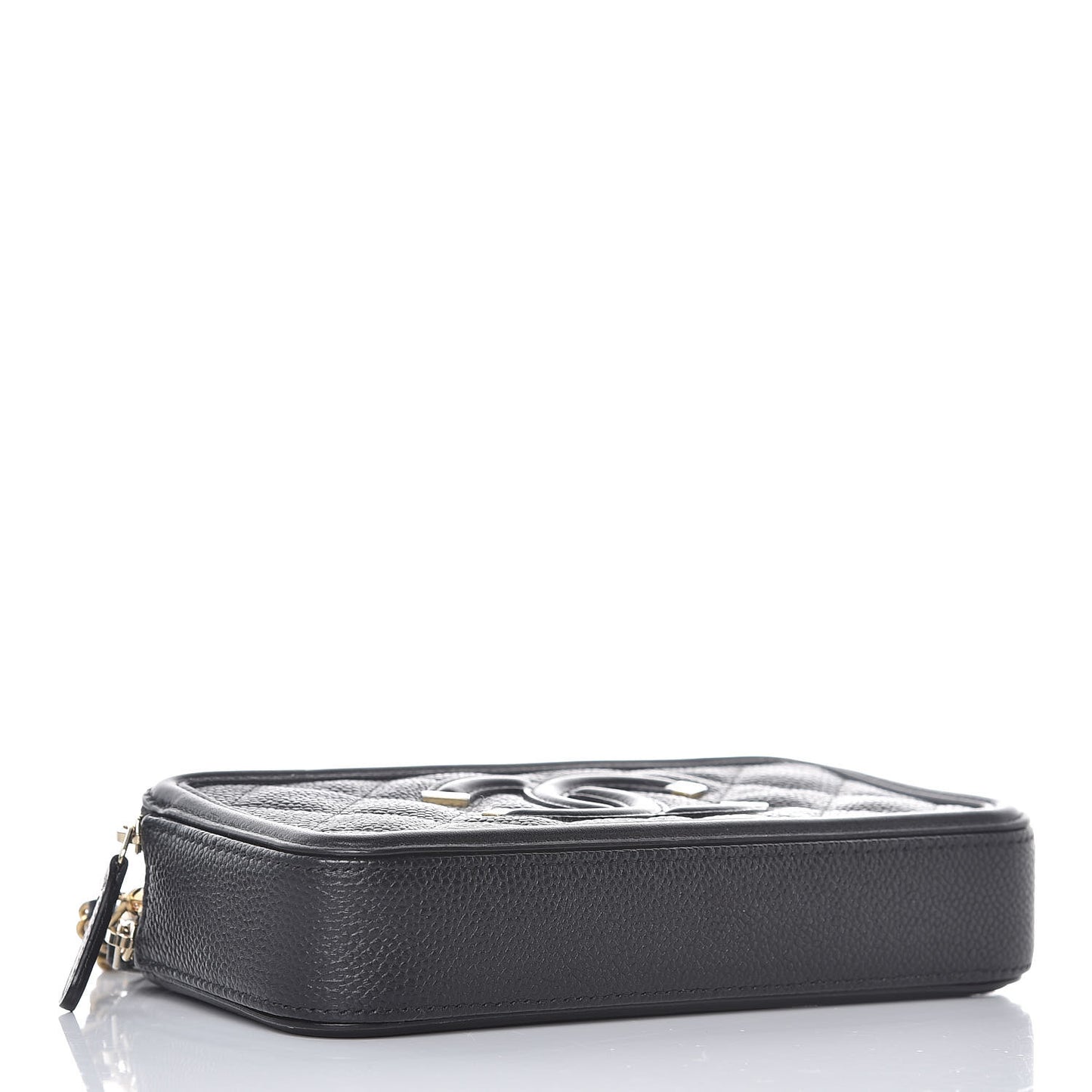 Caviar Quilted CC Filigree Clutch With Chain Black