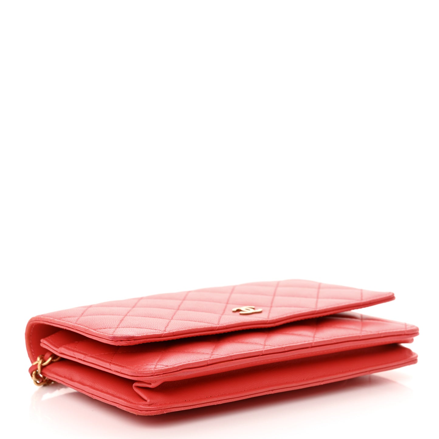 Lambskin Quilted Wallet On Chain WOC Red