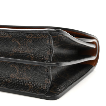 Celine Triomphe Canvas Lambskin Wallet On Strap Tan 10 of 11