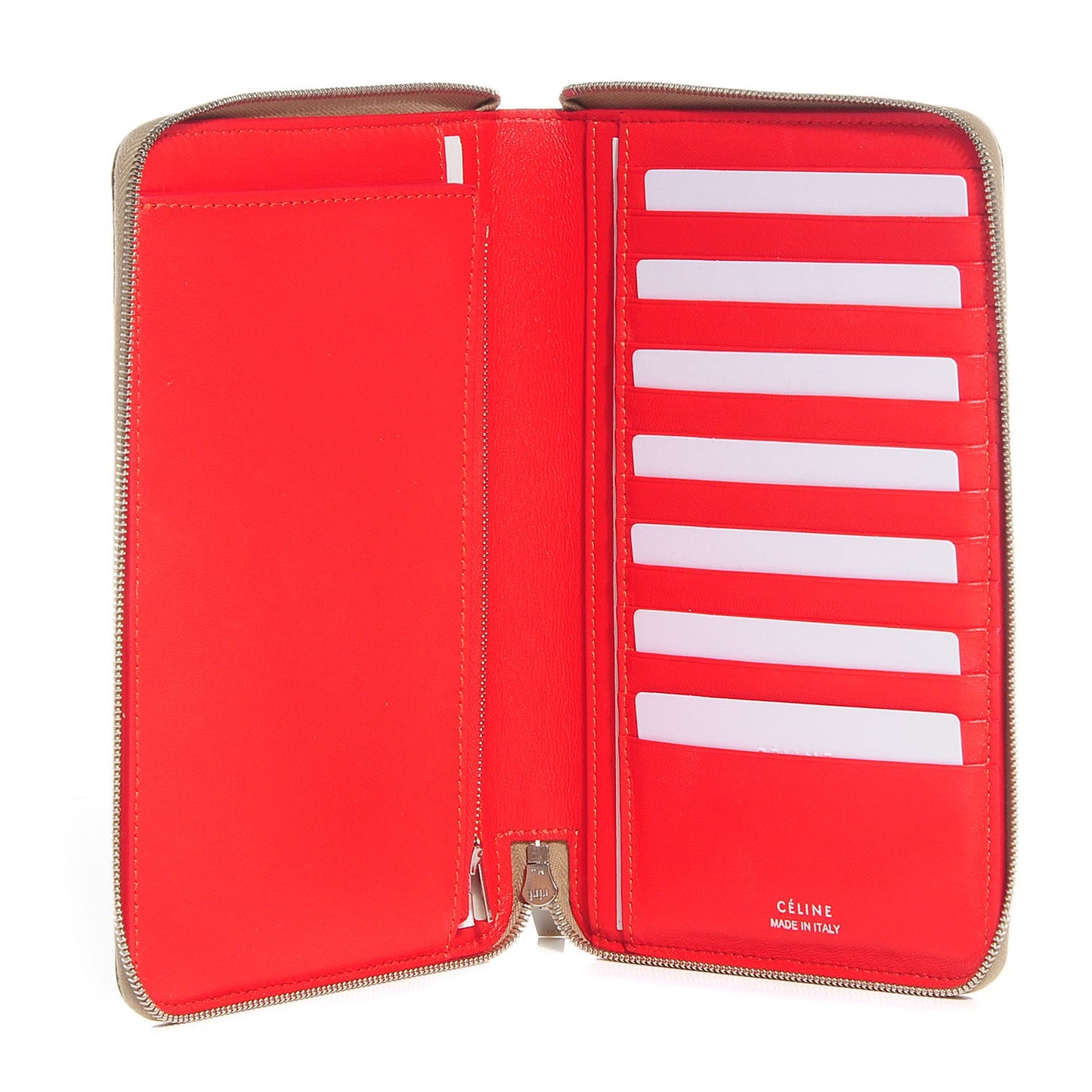 Drummed Calfskin Zip Around Organizer Wallet Dune