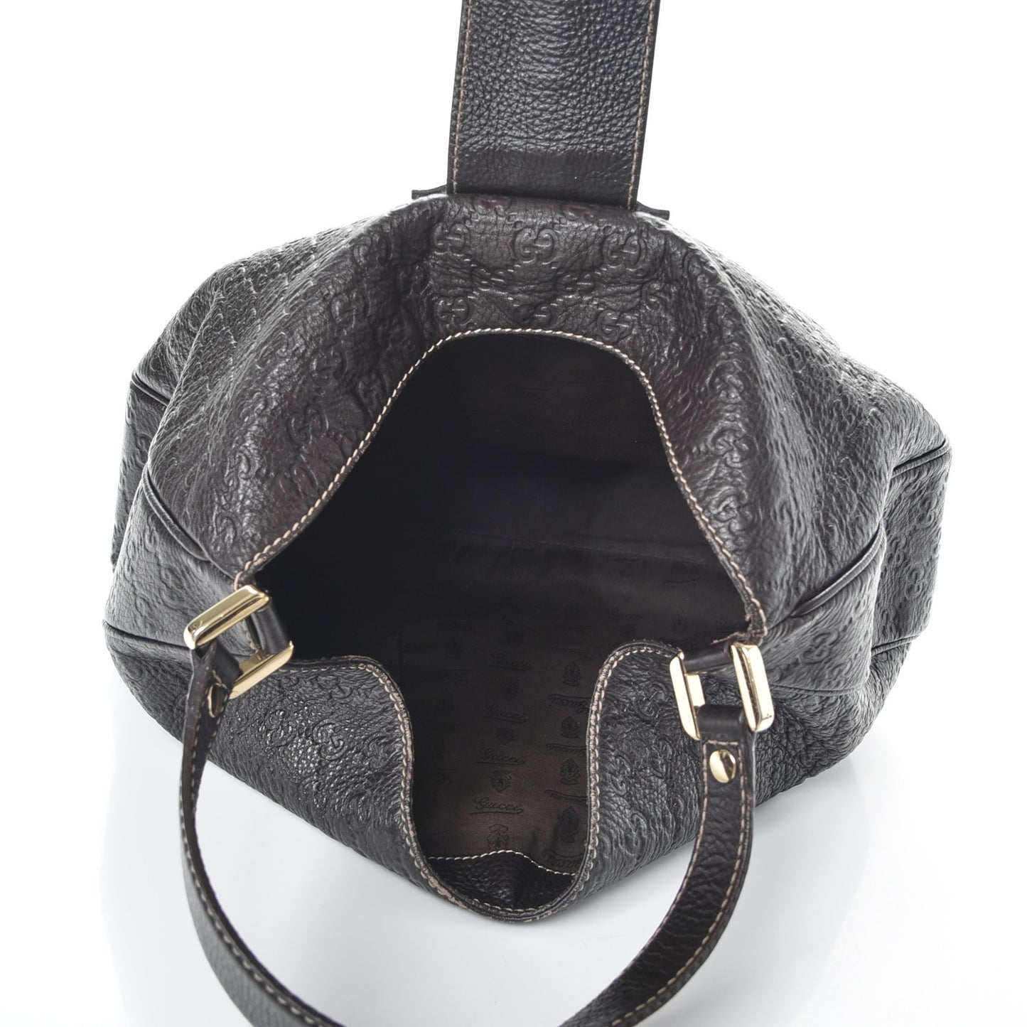 Guccissima Large New Ladies Web Hobo Dark Brown