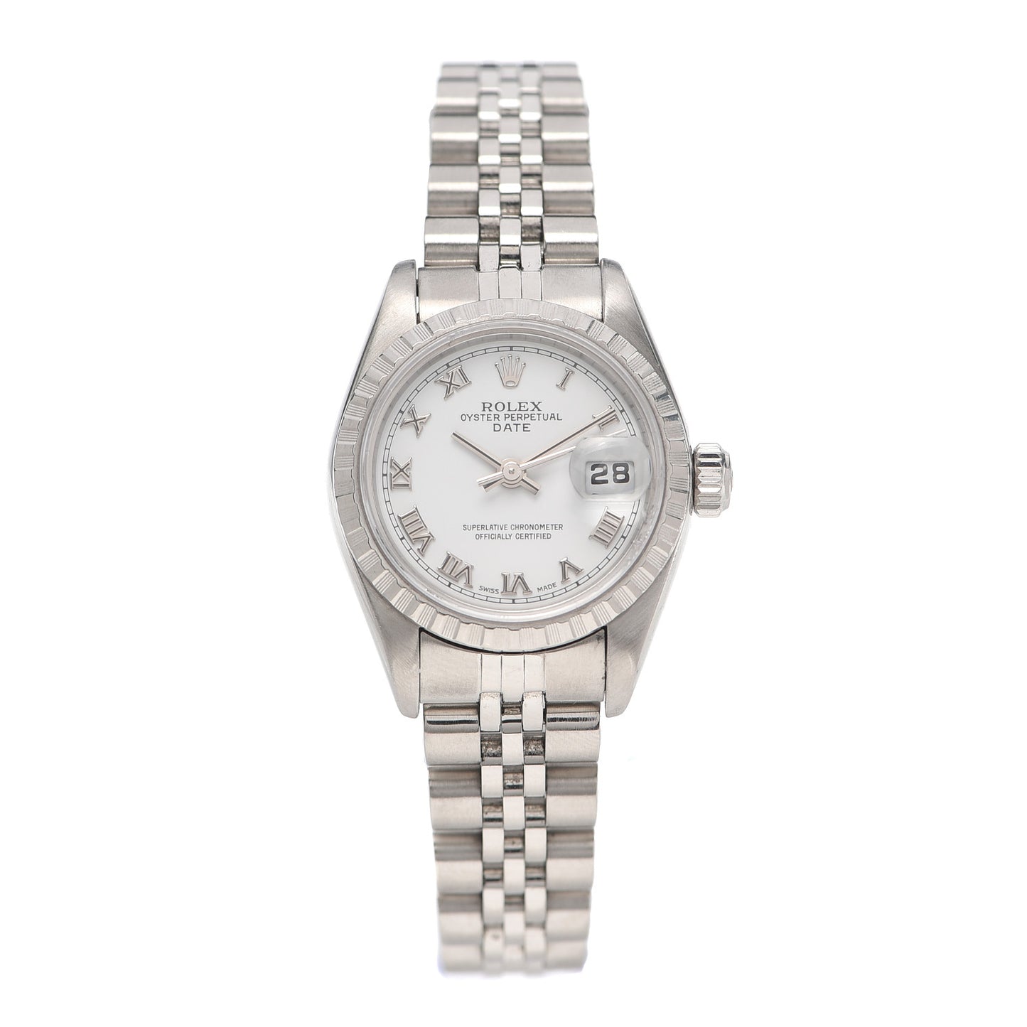 Stainless Steel 26mm Oyster Perpetual Date Watch White 79240