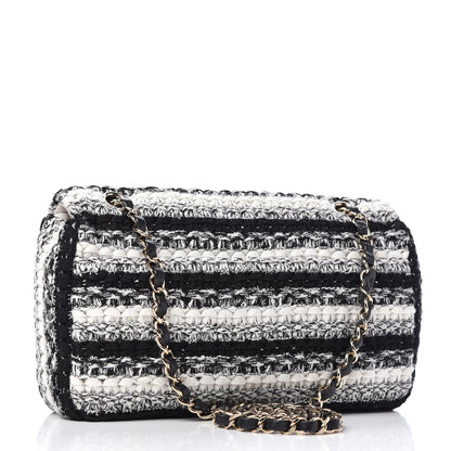 Chanel Tweed Braid Medium Single Flap Black White 3 of 10