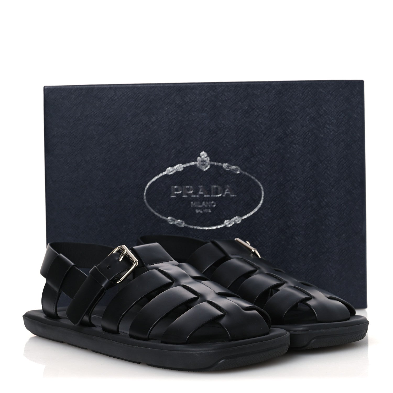 Prada Spazzolato Rois Mens Fisherman Cage Sandals 9 Black 13 of 13