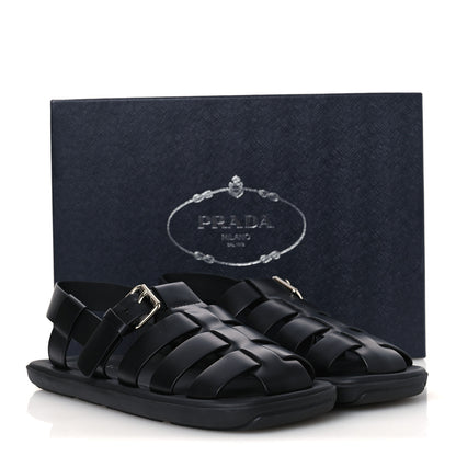 Prada Spazzolato Rois Mens Fisherman Cage Sandals 9 Black 13 of 13