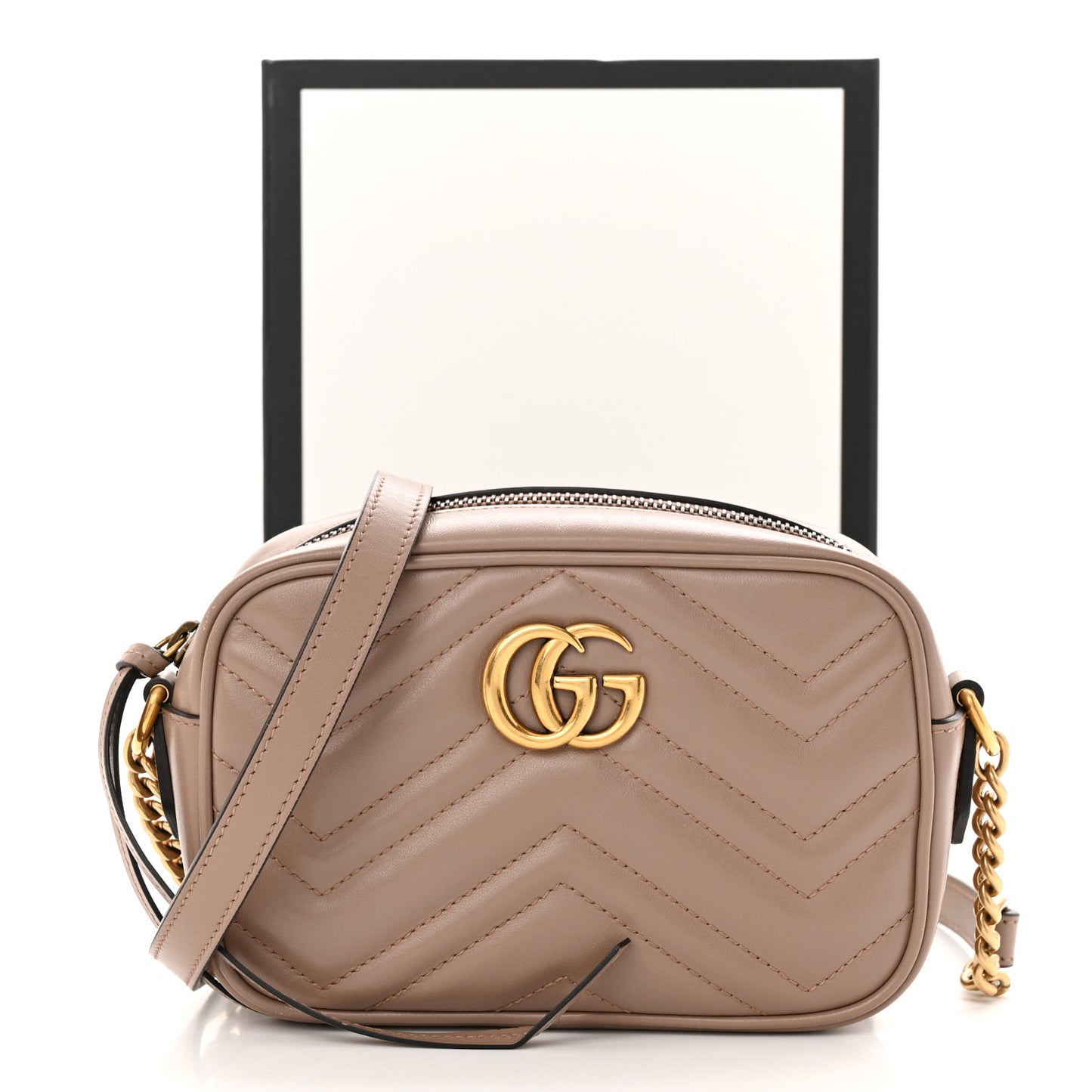 Calfskin Matelasse Mini GG Marmont Chain Shoulder Bag Porcelain Rose