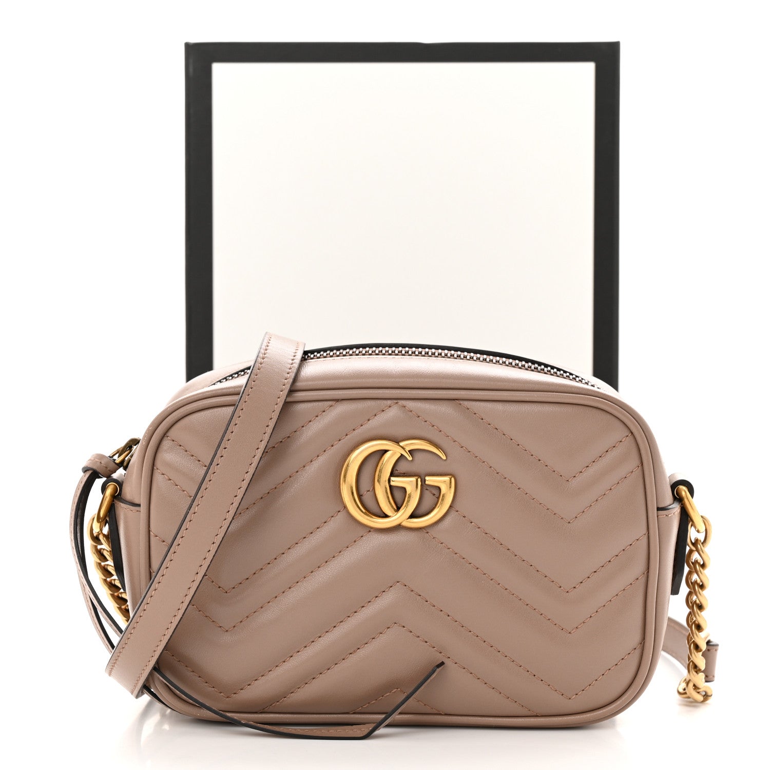 Gucci Calfskin Matelasse Mini GG Marmont Chain Shoulder Bag Porcelain Rose 12 of 12