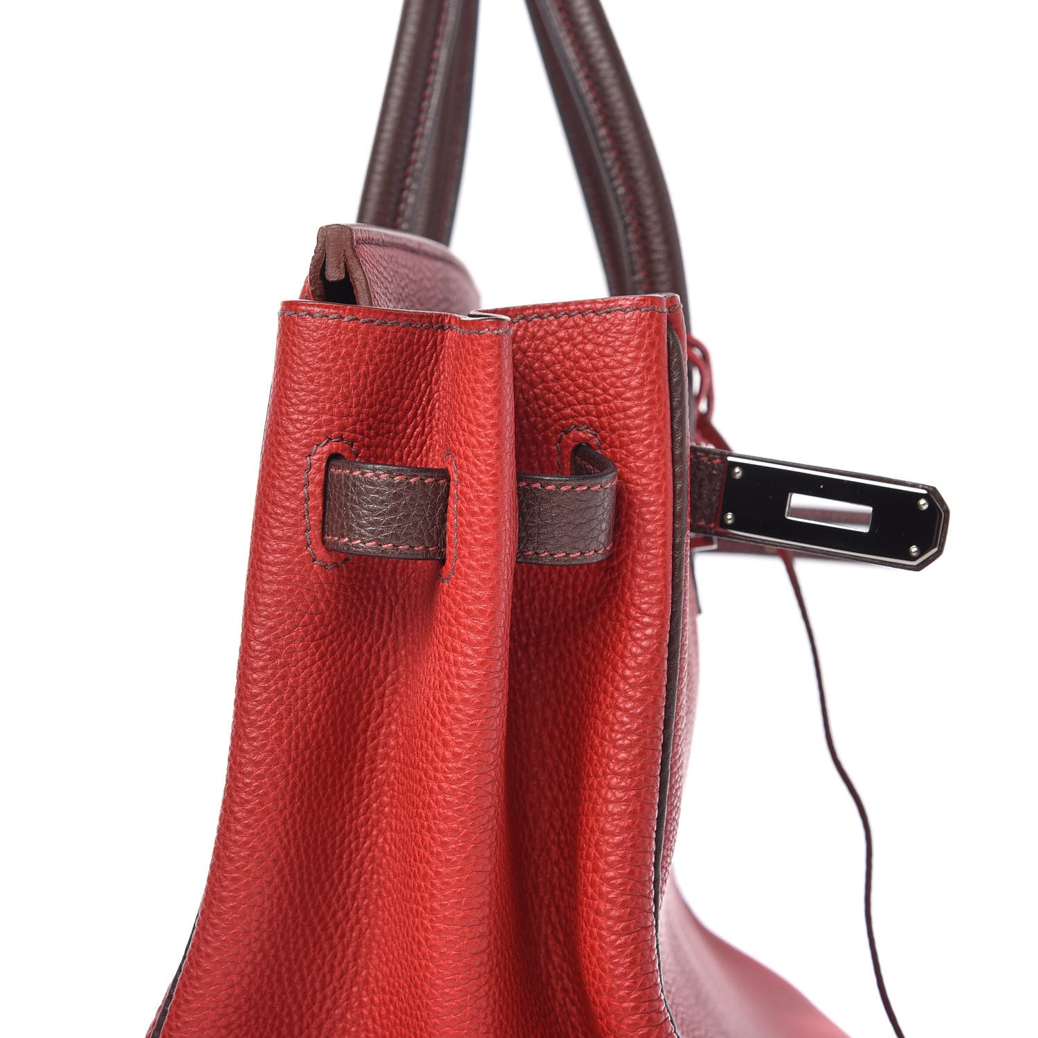 Hermes Togo Bi Color Horseshoe Birkin 35 Rouge Garance Chocolate 13 of 33