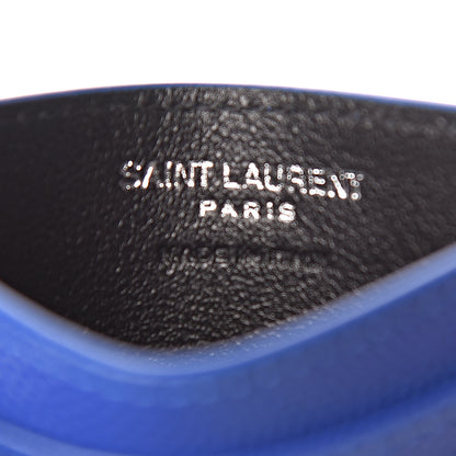Saint Laurent Grain De Poudre Matelasse Chevron Credit Monogram Card Case Blue Majorelle 6 of 8
