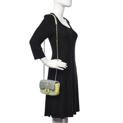 Chanel Sequin Mini Waterfall Flap Green Light Green Yellow 2 of 13