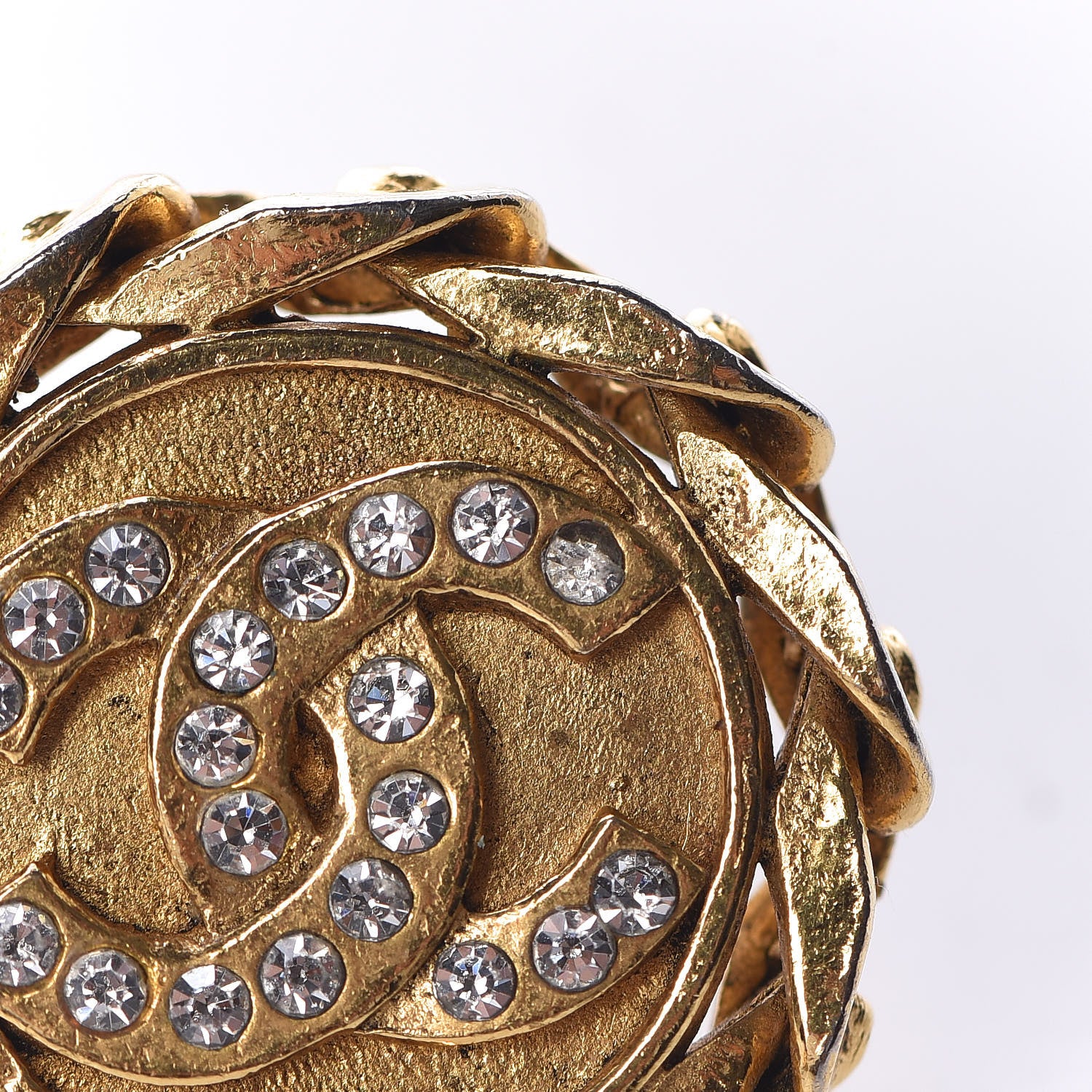 Chanel Crystal CC Chain Clip On Earrings Gold 5 of 5