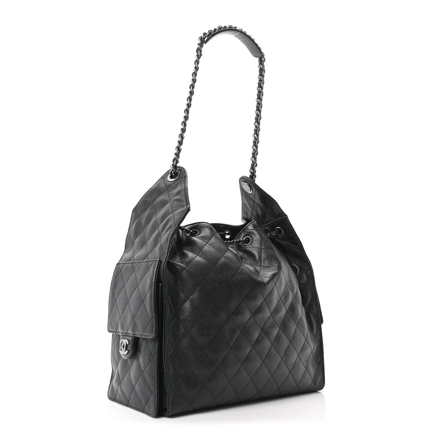 Caviar Quilted Medium Chanel 25 Handbag Black