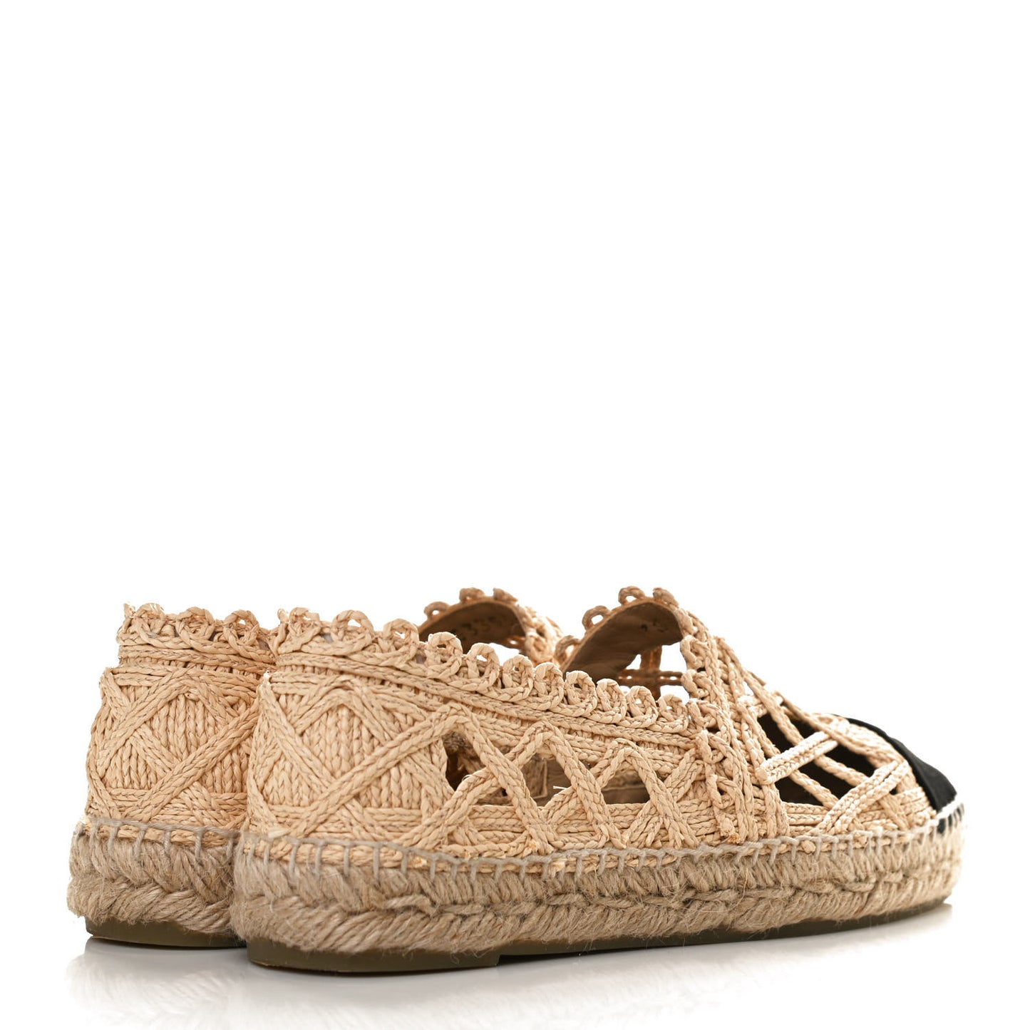 Raffia Fabric CC Espadrilles 36 Beige Black