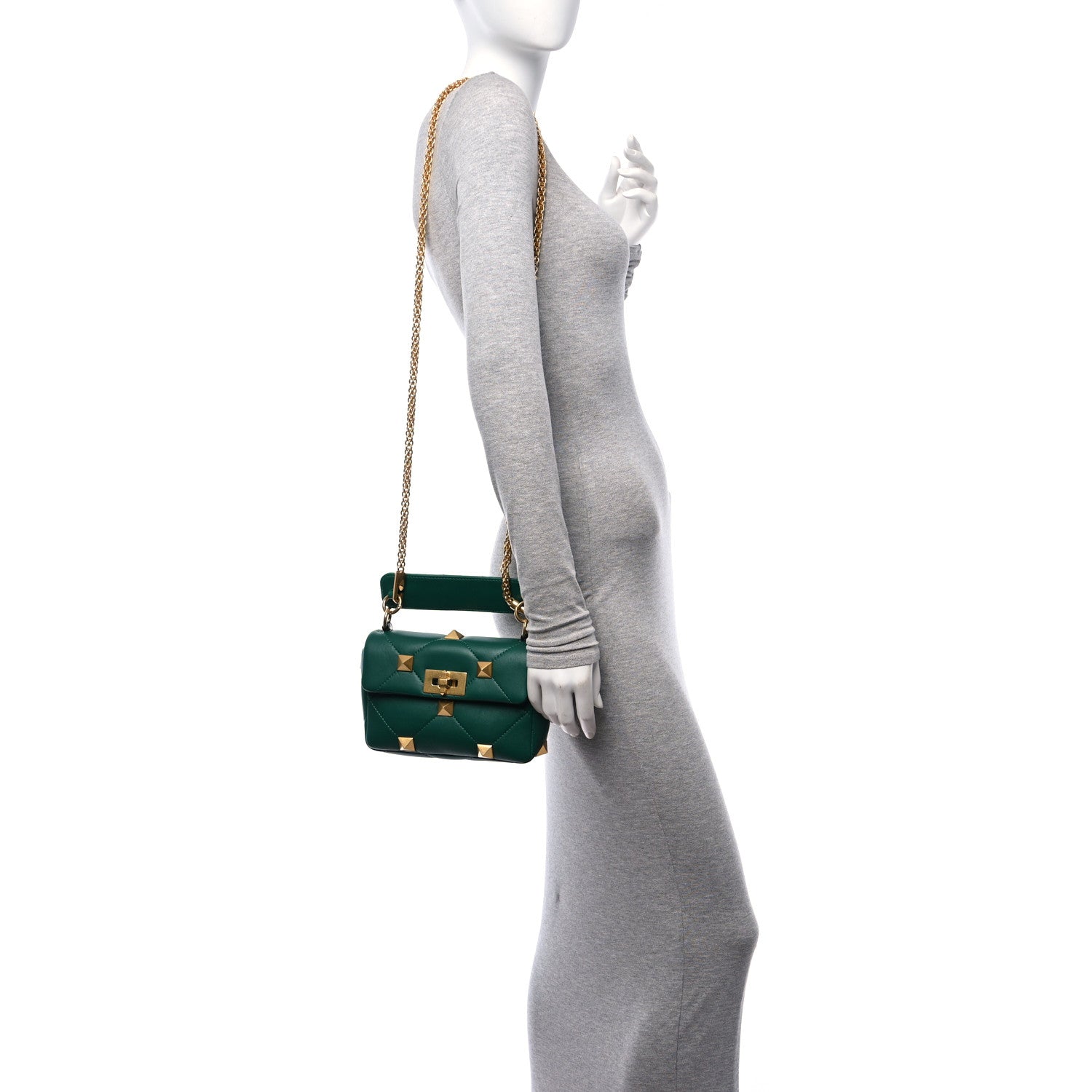 Valentino Garavani Nappa Small Roman Stud Shoulder Bag Jungle 2 of 10