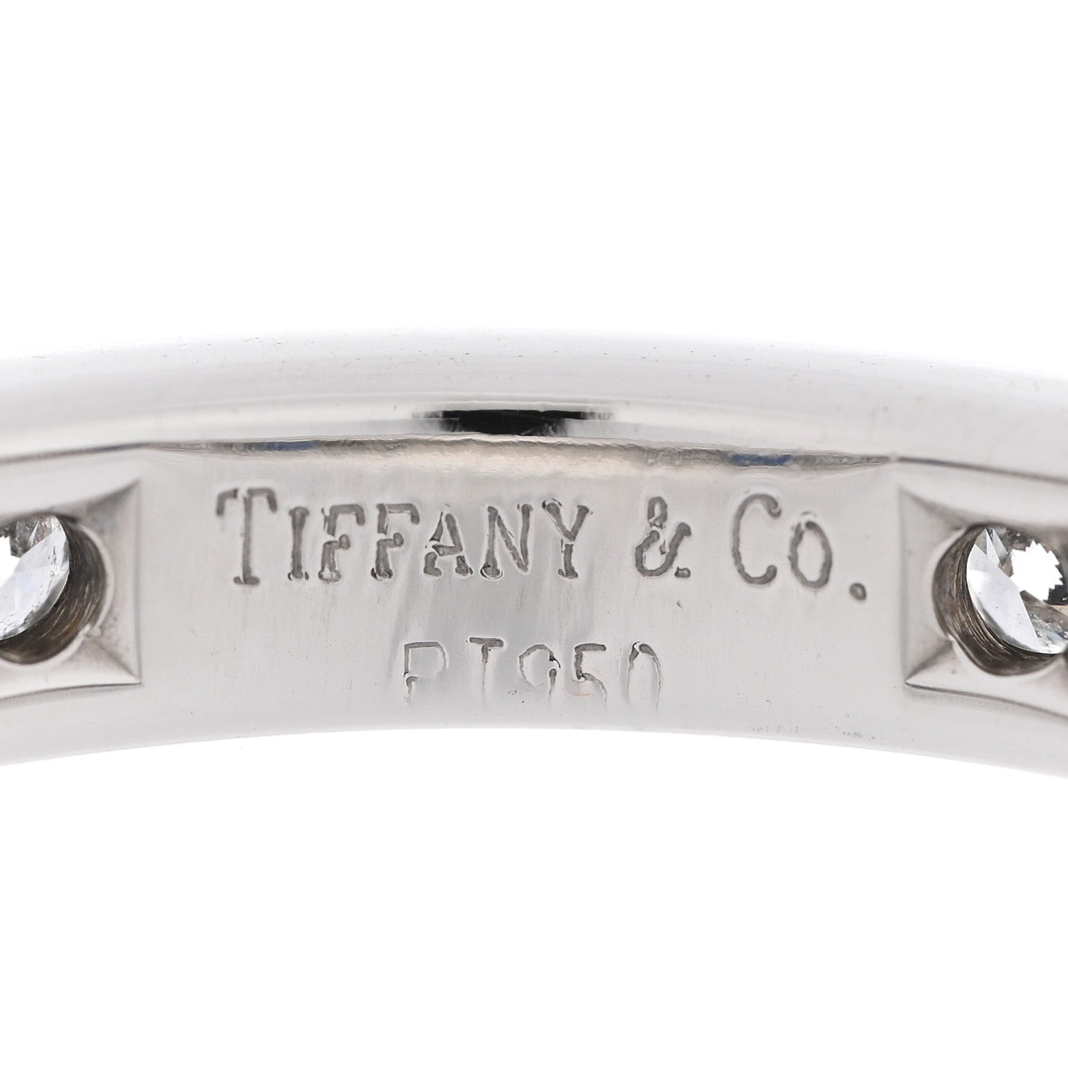Tiffany Platinum Diamond Blue Sapphire Eternity Band Ring 54 6.75 4 of 5