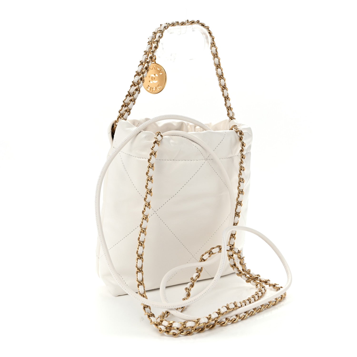 Chanel Shiny Calfskin Quilted Mini Chanel 22 White 1890424
