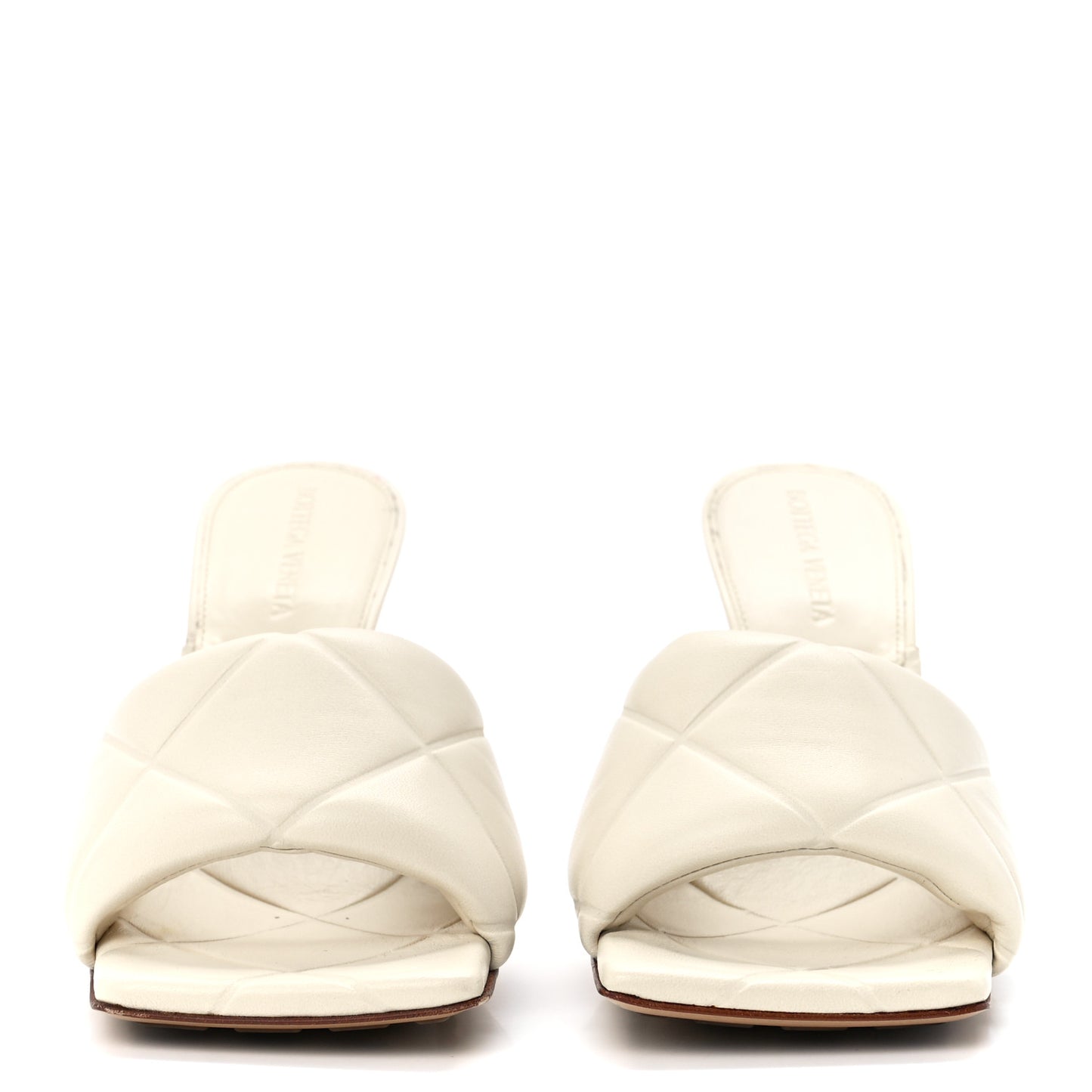 Nappa Quilted Rubber Lido Mule Sandals 37.5 Sea Salt