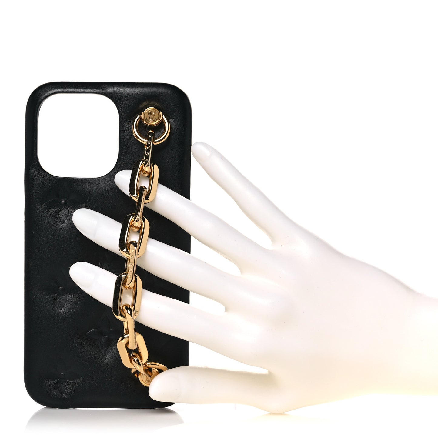 Lambskin Embossed Monogram Coussin iPhone 13 Pro Bumper Black