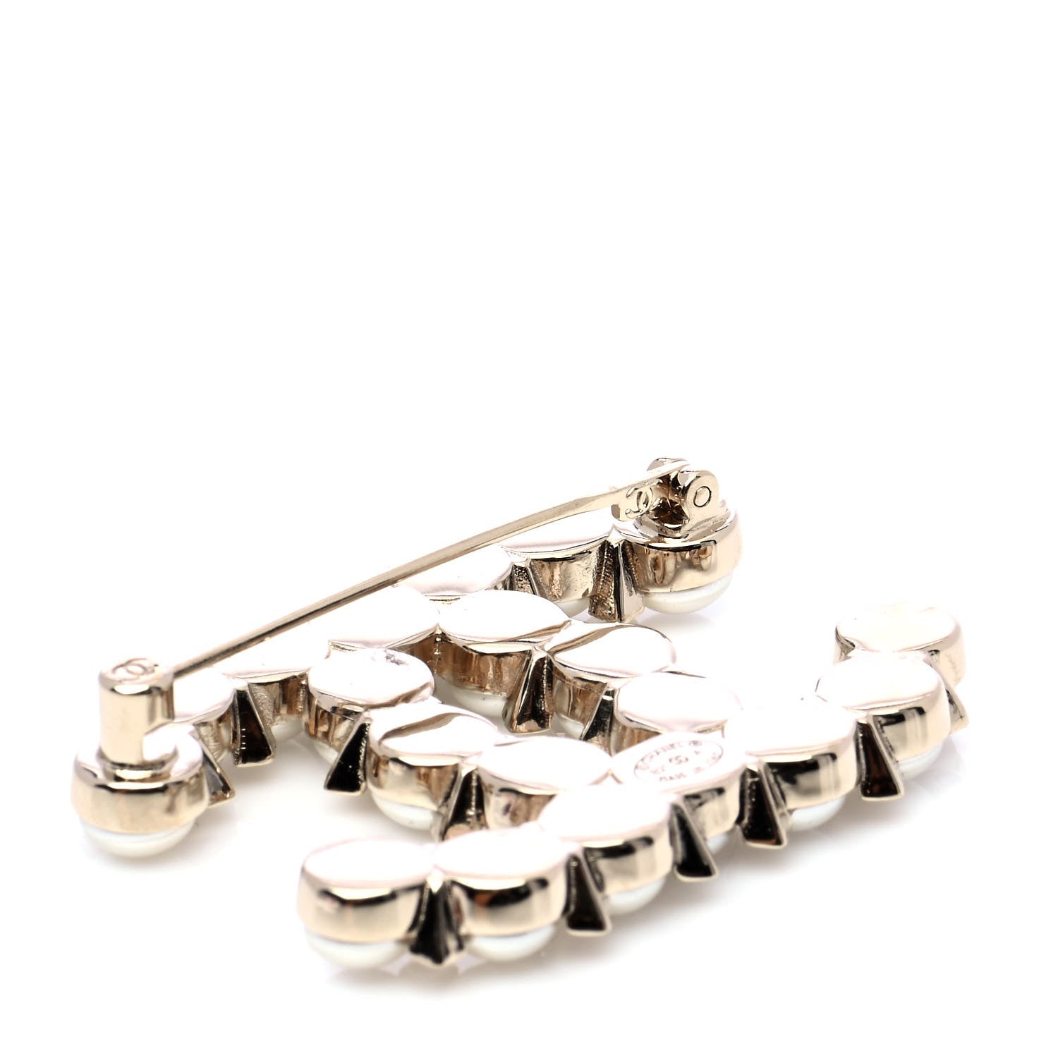 Chanel Crystal Pearl CC Brooch Gold 4 of 5
