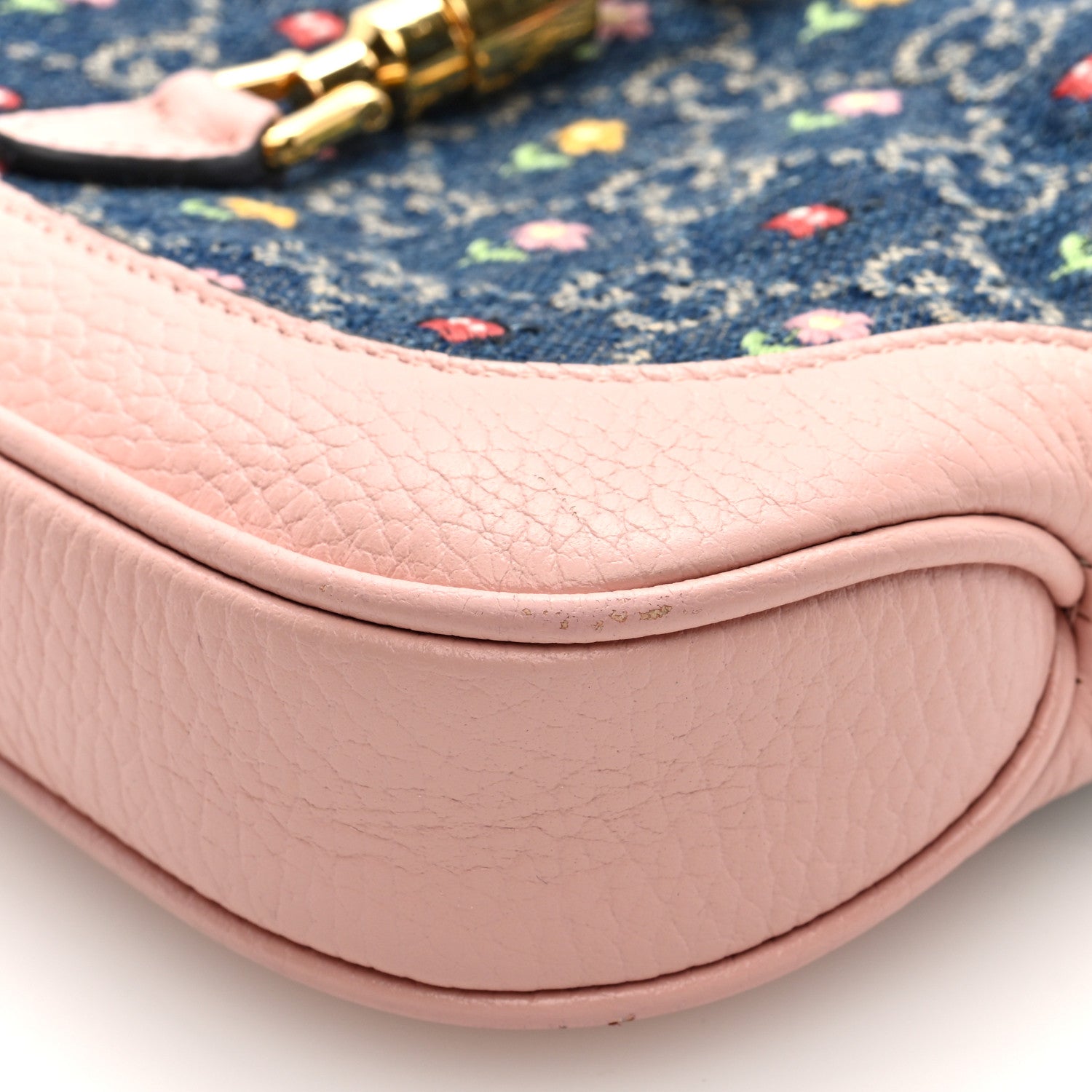 Gucci New Denim GG Monogram Calfskin Love Parade Mini Jackie 1961 Hobo Light Pink 10 of 10