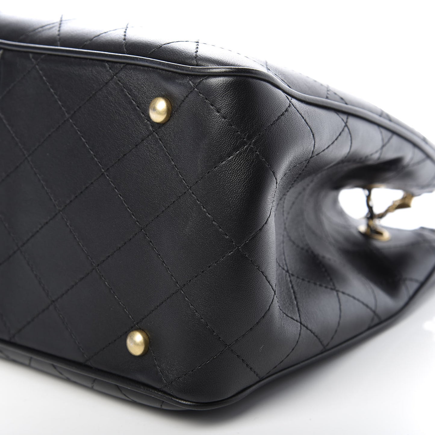 Calfskin Stitched Egyptian Amulet Drawstring Bag Black