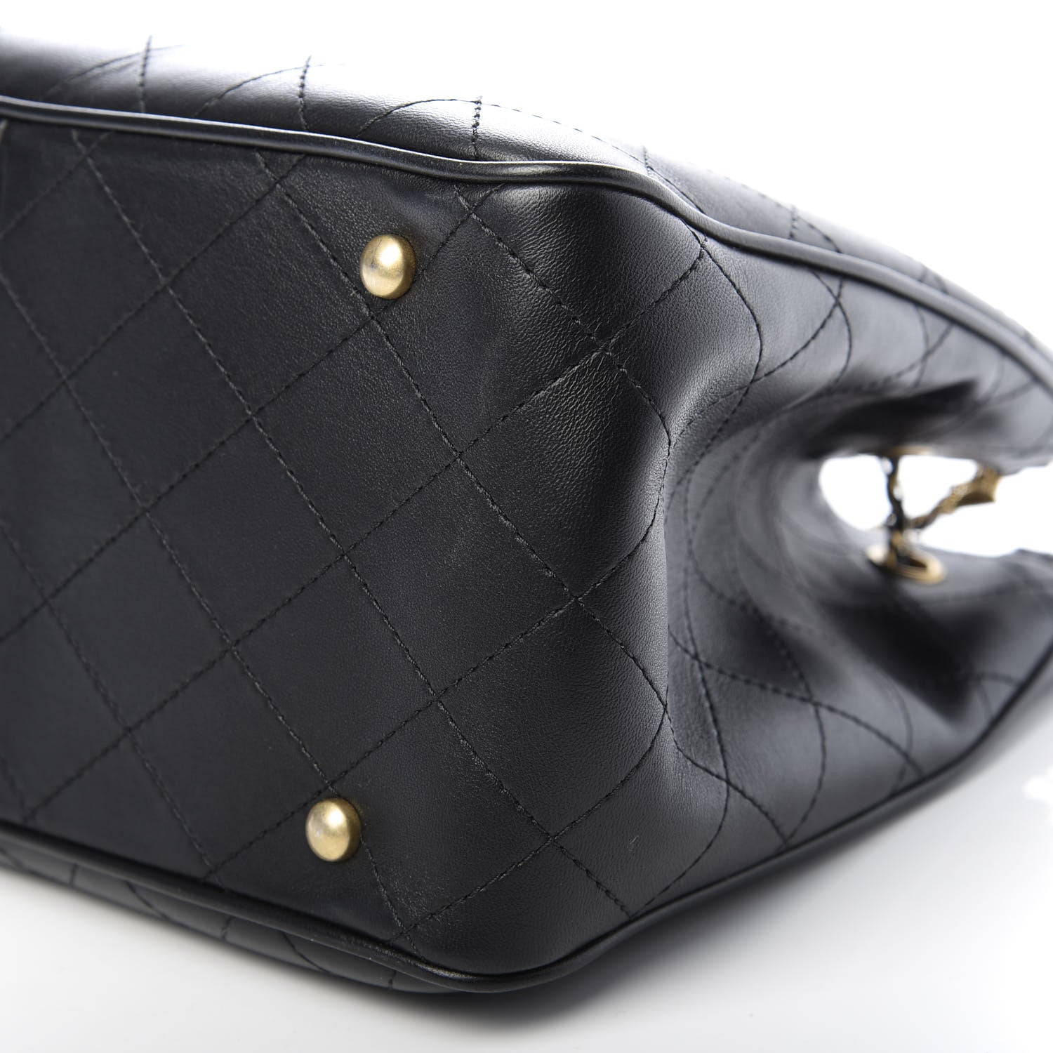 Chanel Calfskin Stitched Egyptian Amulet Drawstring Bag Black 7 of 9