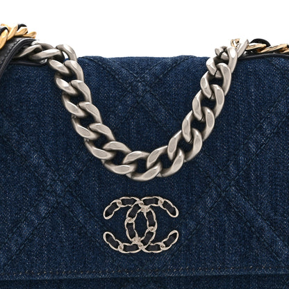 Chanel Denim Quilted Chanel 19 Wallet On Chain WOC Blue 9 of 11