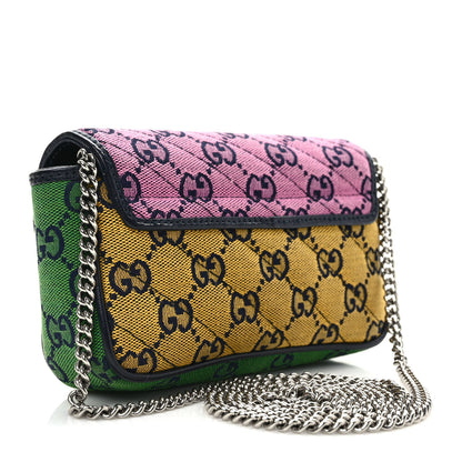 Gucci Monogram Multicolor Matelasse Diagonal Super Mini GG Marmont Shoulder Bag Pink Blue Red Yellow Green 3 of 10
