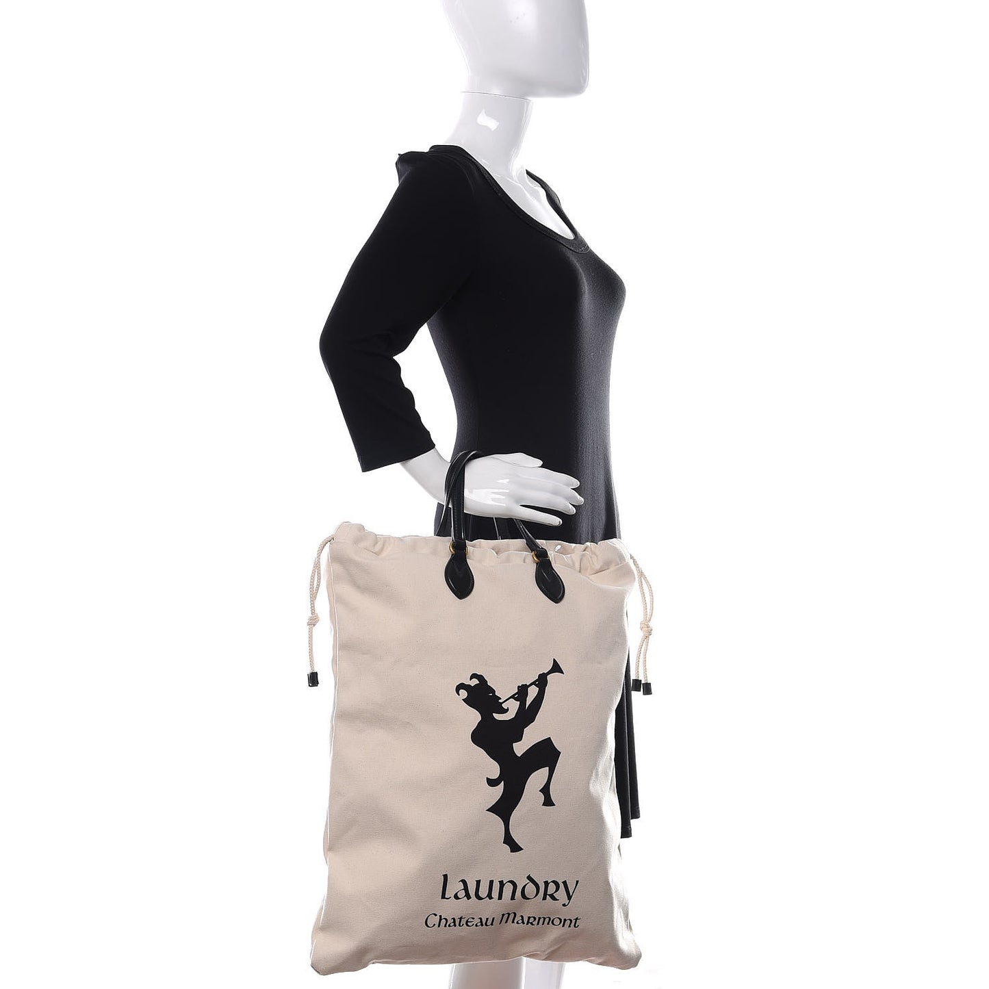 Canvas Chateau Marmont Drawstring Tote Beige