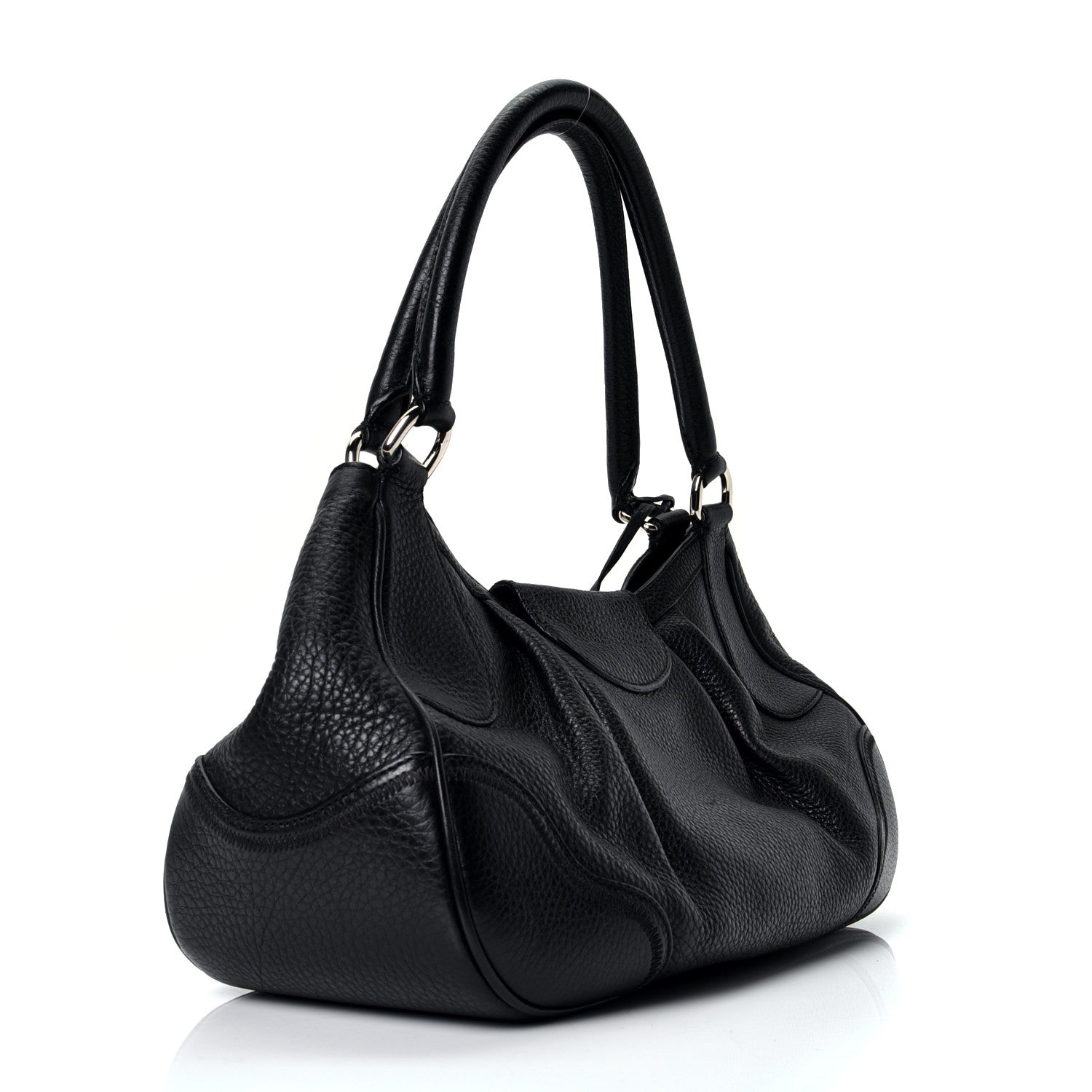 Prada Vitello Daino Pushlock Flap Shoulder Bag Black 2 of 4