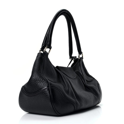 Prada Vitello Daino Pushlock Flap Shoulder Bag Black 2 of 4
