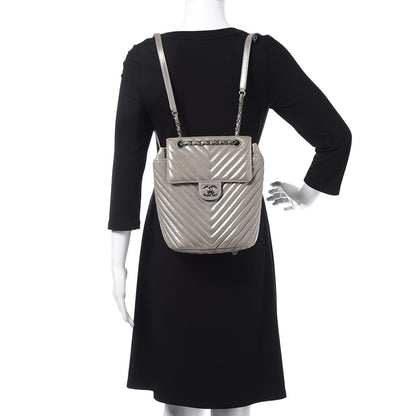 Chanel Metallic Calfskin Chevron Quilted Small Urban Spirit Backpack Silver 2 of 14
