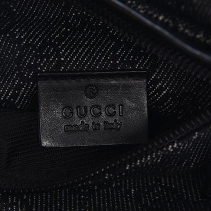 Gucci Denim Monogram Double Pocket Belt Bag Black 6 of 9