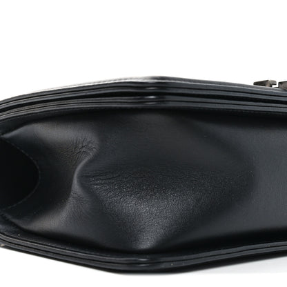 Chanel Calfskin Woven Medium Boy Flap Black White 9 of 10