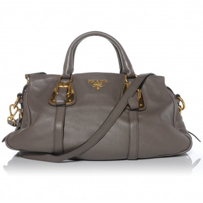Prada Soft Calf Shopping Satchel Bag Bambu 1 of 10