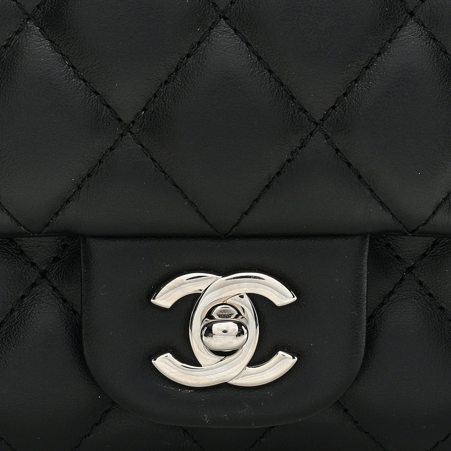 Calfskin Quilted CC Uniform Flap Belt Bag Black