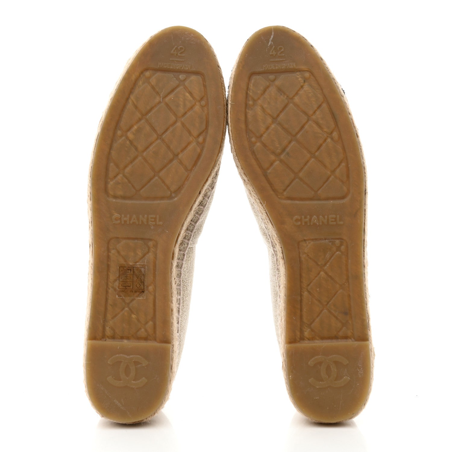 Chanel Toile Sequin CC Espadrilles 42 Beige Black 5 of 8