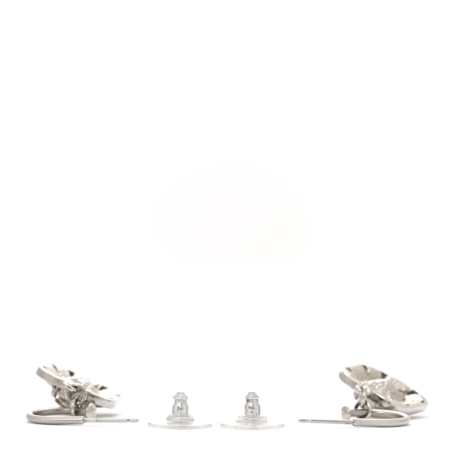 Baguette Crystal CC Shield Drop Earrings Silver