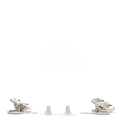 Chanel Baguette Crystal CC Shield Drop Earrings Silver 3 of 4