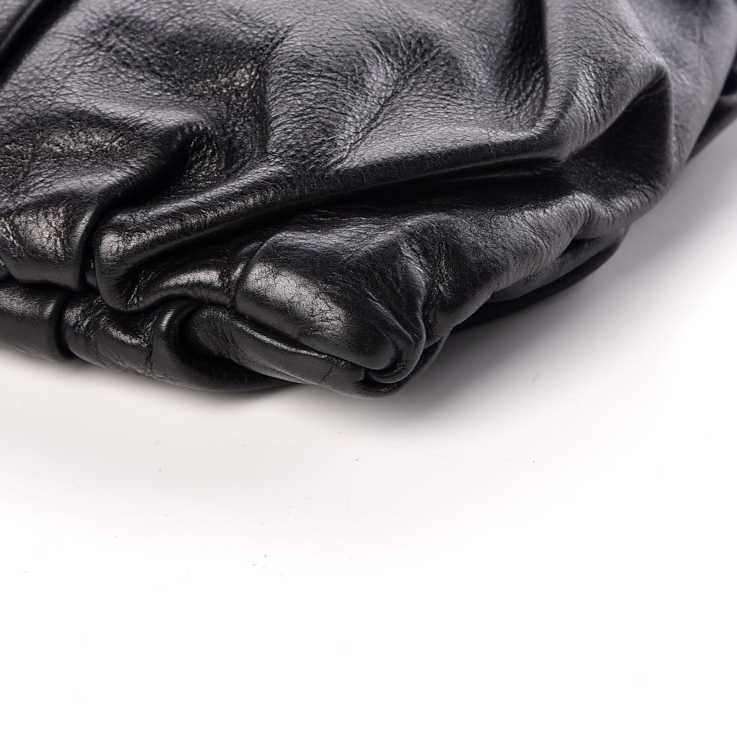 Calfskin Diamond Pleated Clutch Black