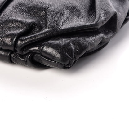 Prada Calfskin Diamond Pleated Clutch Black 9 of 12