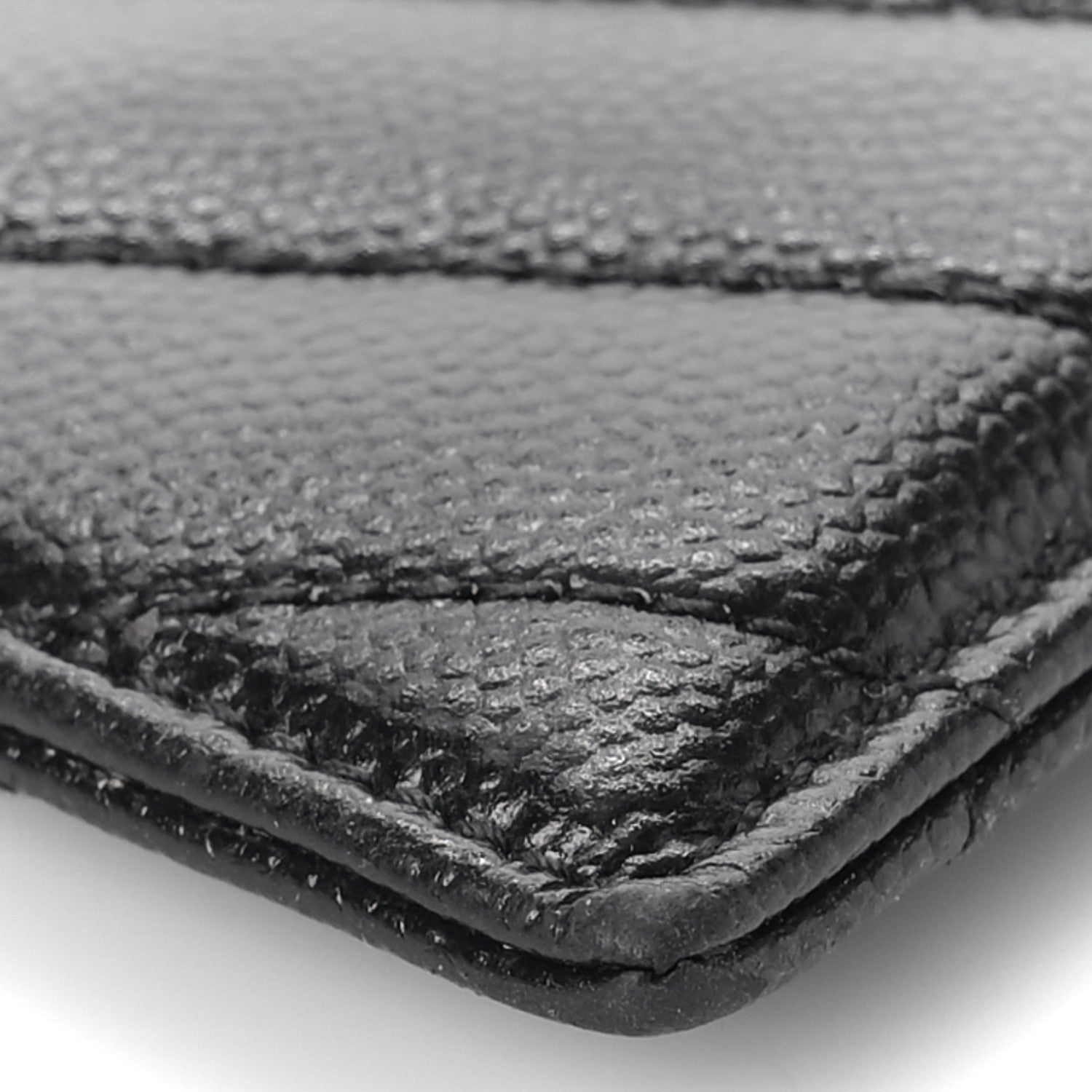 Saint Laurent Grain De Poudre Matelasse Chevron Monogram Credit Card Case Black 8 of 8