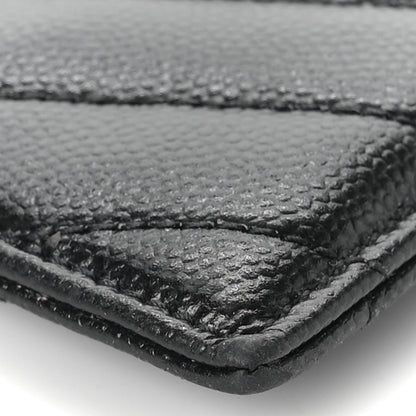 Saint Laurent Grain De Poudre Matelasse Chevron Monogram Credit Card Case Black 8 of 8