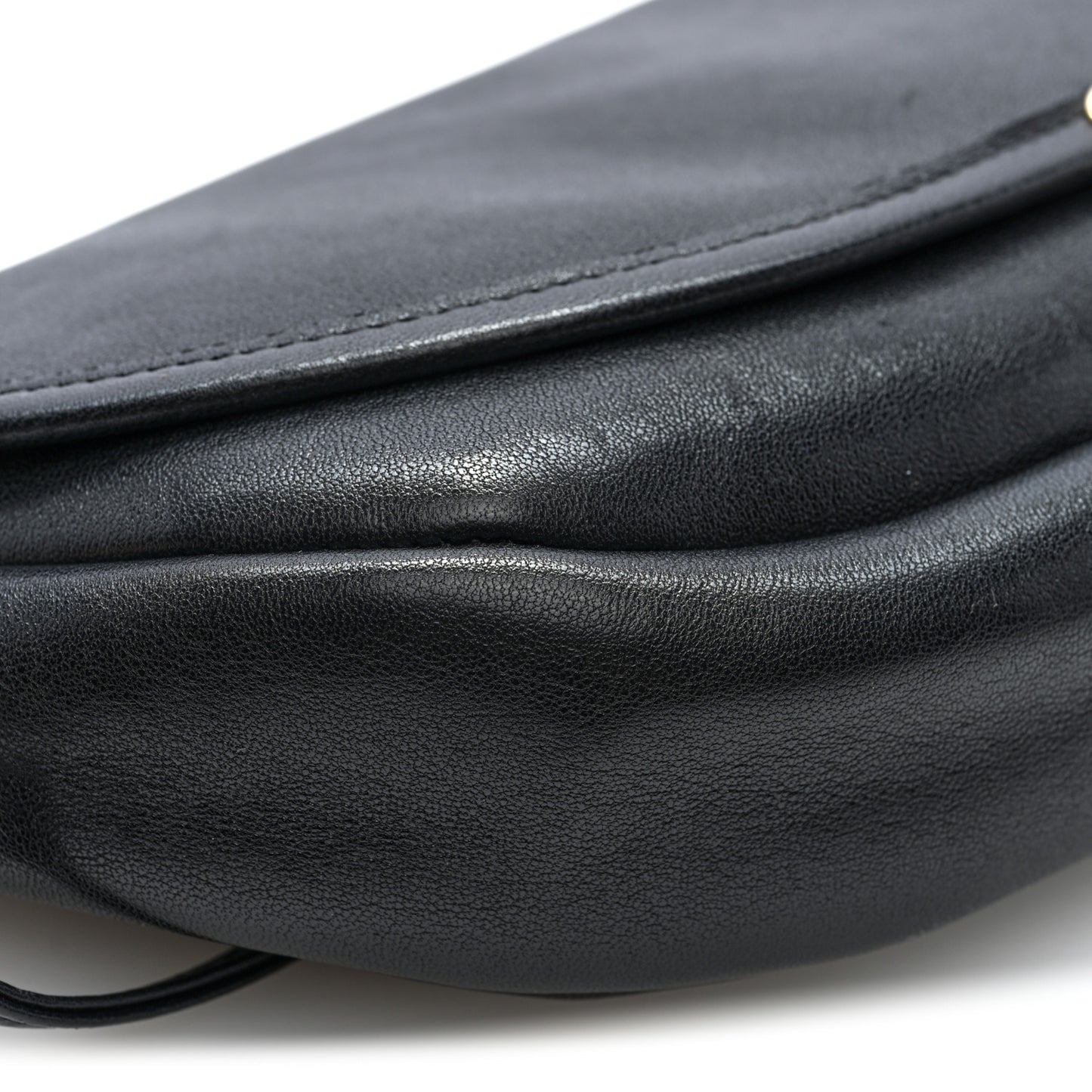 Shiny Lambskin Soft Triomphe Little Half Moon Bag Black