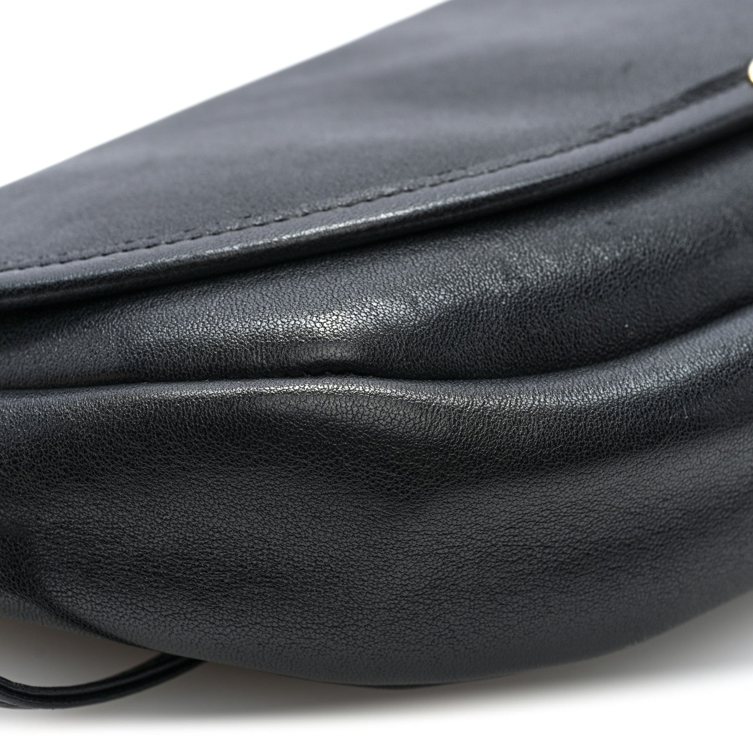 Celine Shiny Lambskin Soft Triomphe Little Half Moon Bag Black 8 of 9