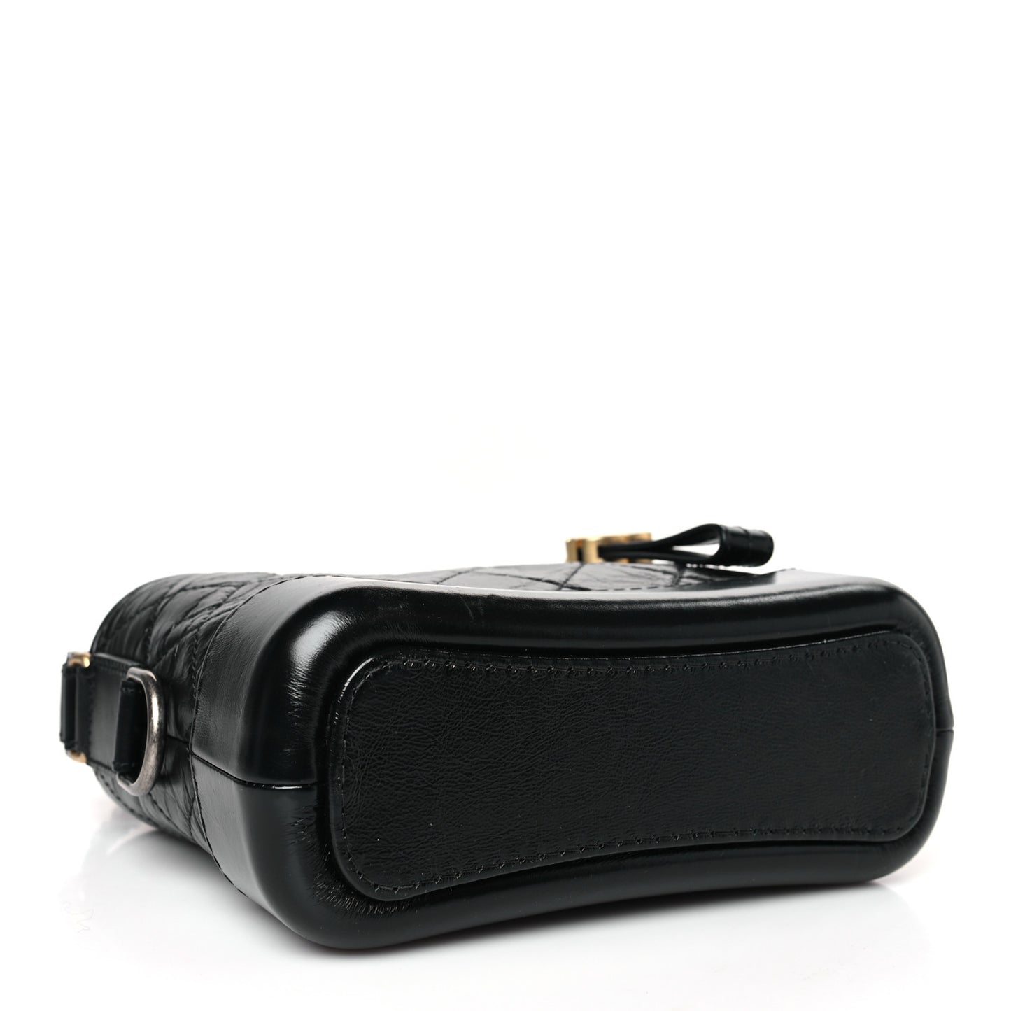 Aged Calfskin Quilted Small Gabrielle Hobo Black