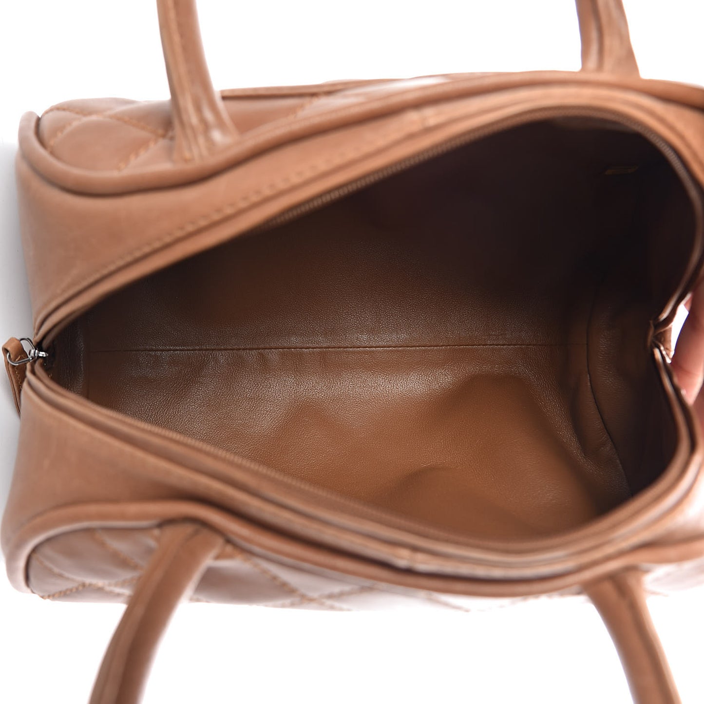 Calfskin Quilted Small Bowler Brown