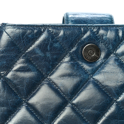 Chanel Aged Calfskin Quilted Zip Clutch Blue 17 of 24