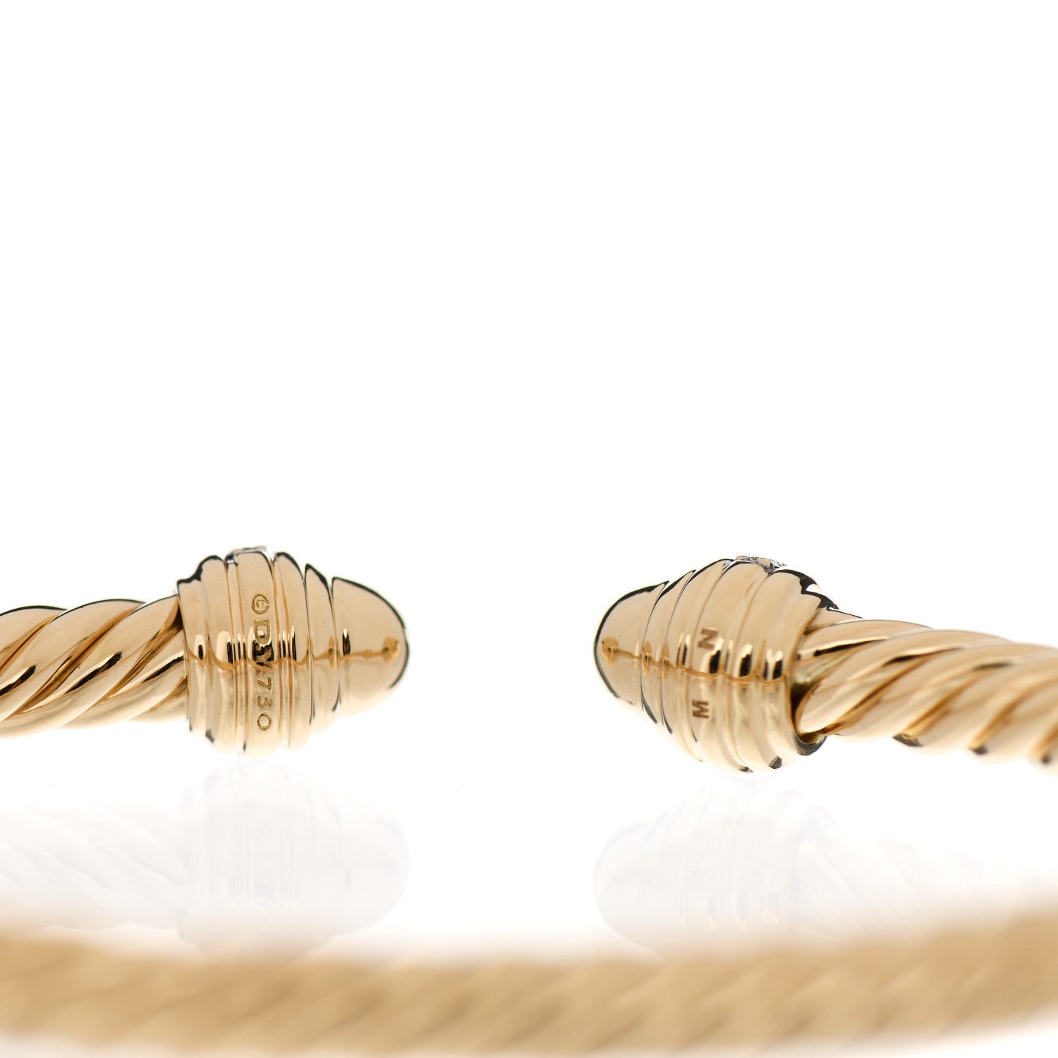 David Yurman 18K Yellow Gold Diamond 5mm Cable Classics Dome Bracelet 3 of 3