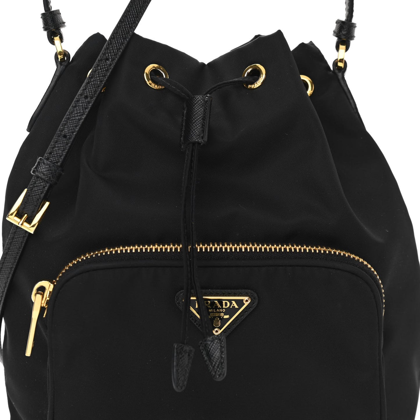 Re-Nylon Duet Drawstring Shoulder Bag Black
